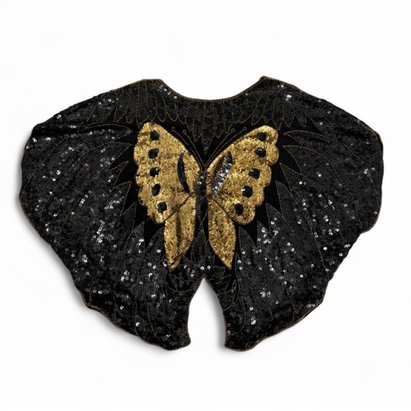Vintage 80’s 100% Silk Shomax Sequin Butterfly Blouse Women’s XL Glam Festival - Picture 5 of 8
